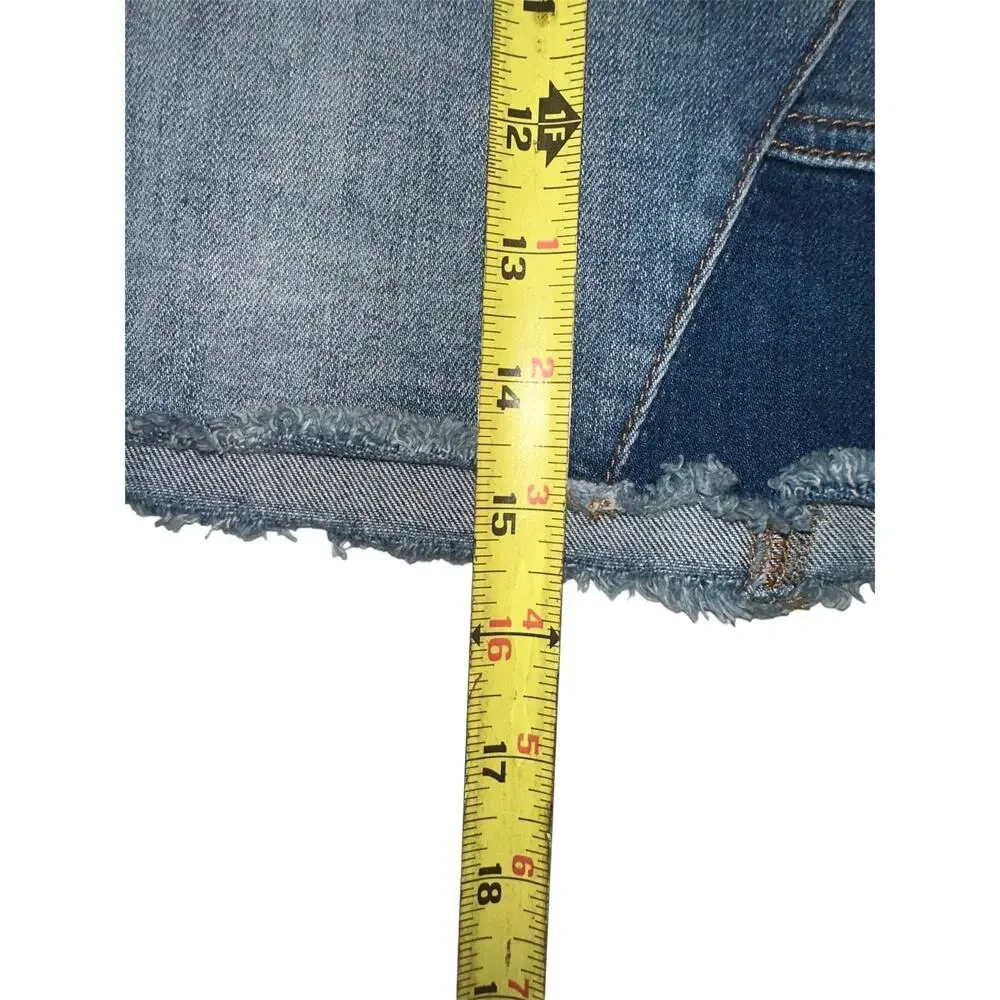 True Religion Skirt Mid Rise Exposed Buttonfly Size- W27 Blue